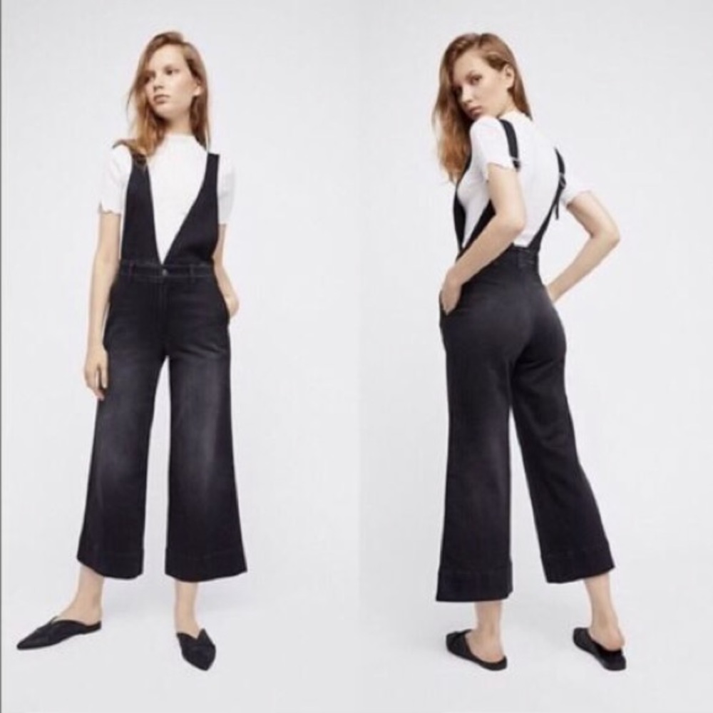 Free People A-Line Wide Leg Overalls